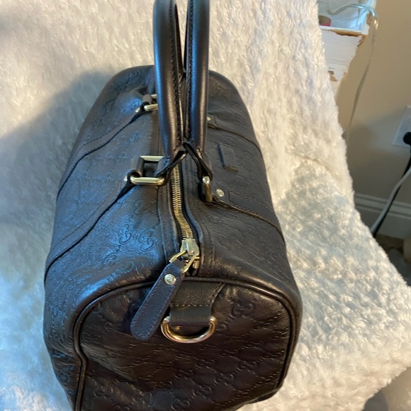 Authentic Gucci Chocolate Leather GG Boston Bag 265697 Guccissima - Picture 12 of 13